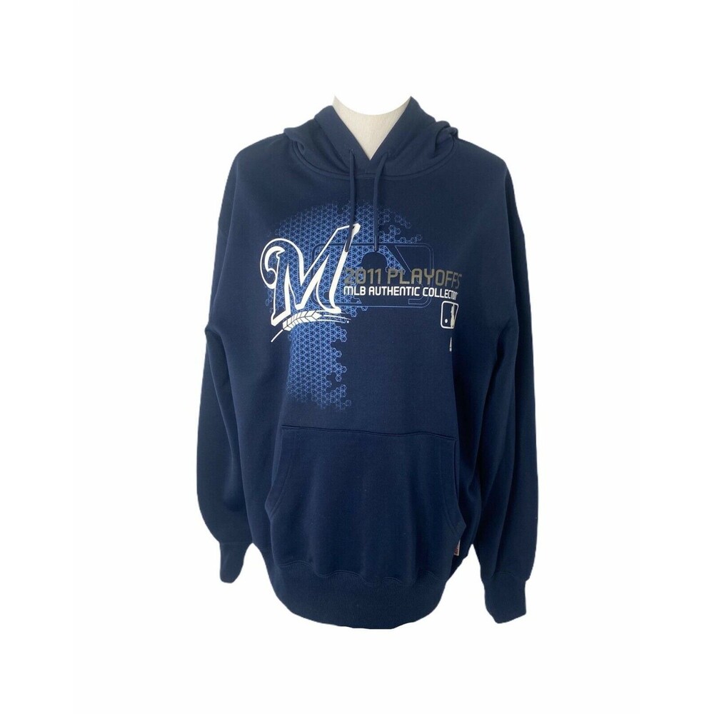 Majestic Men’s Hoodie 2011 Playoff’s Therma Base Milwaukee Brewers Size Medium